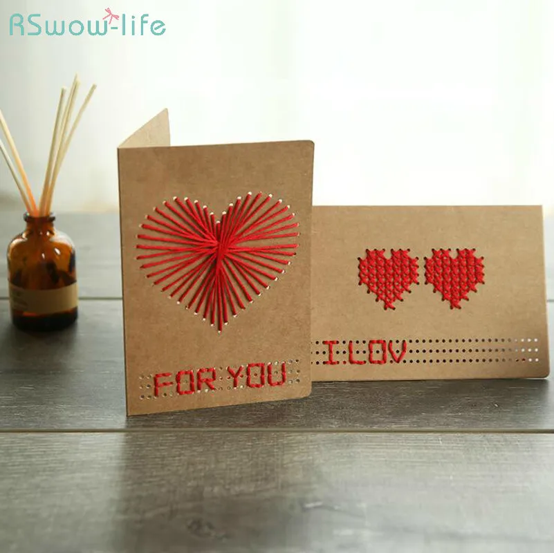 

Retro Kraft Paper Handmade DIY Laser Love Mother's Day Greeting Card Birthday Greeting Card Valentine's Day Greeting Card