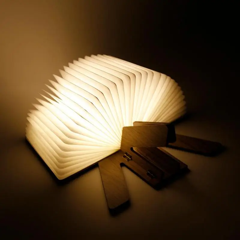 

DC 5V/3.7v Innovative USB Rechargeable LED night light Foldable Wooden Book Shape 2W LED Desk Lamp Night Table Light home decor