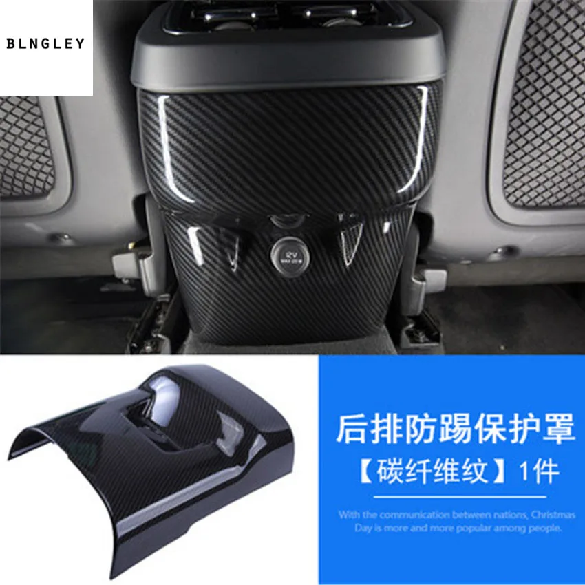 

Free shipping 1pc ABS carbon fiber grain rear central armrest box decoration cover for 2018 VOLVO XC60 XC 60