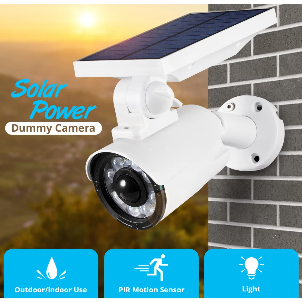 

Solar Charging Waterproof IP66 PIR Motion Detection LED Light Device Simulation Dummy Fake Camera Garden Solar Induction Lamp