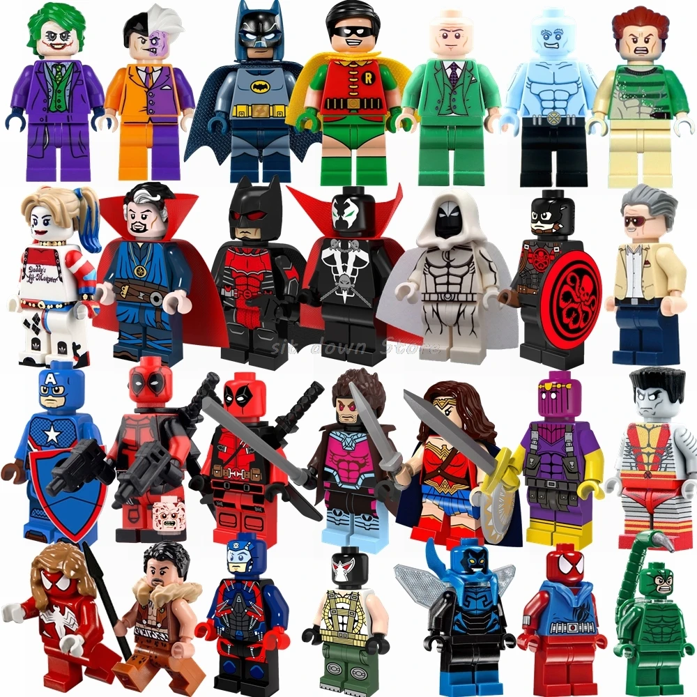 

Legoing DC Superheroes figures Captain America Batman Spiderman Deadpoo Robin Model Building Blocks Toys for Children Legoing