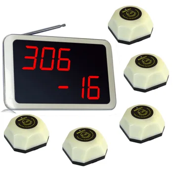 

Singcall. Wireless Server Paging System,for hotel, 5 white single button pagers and 1 receiver