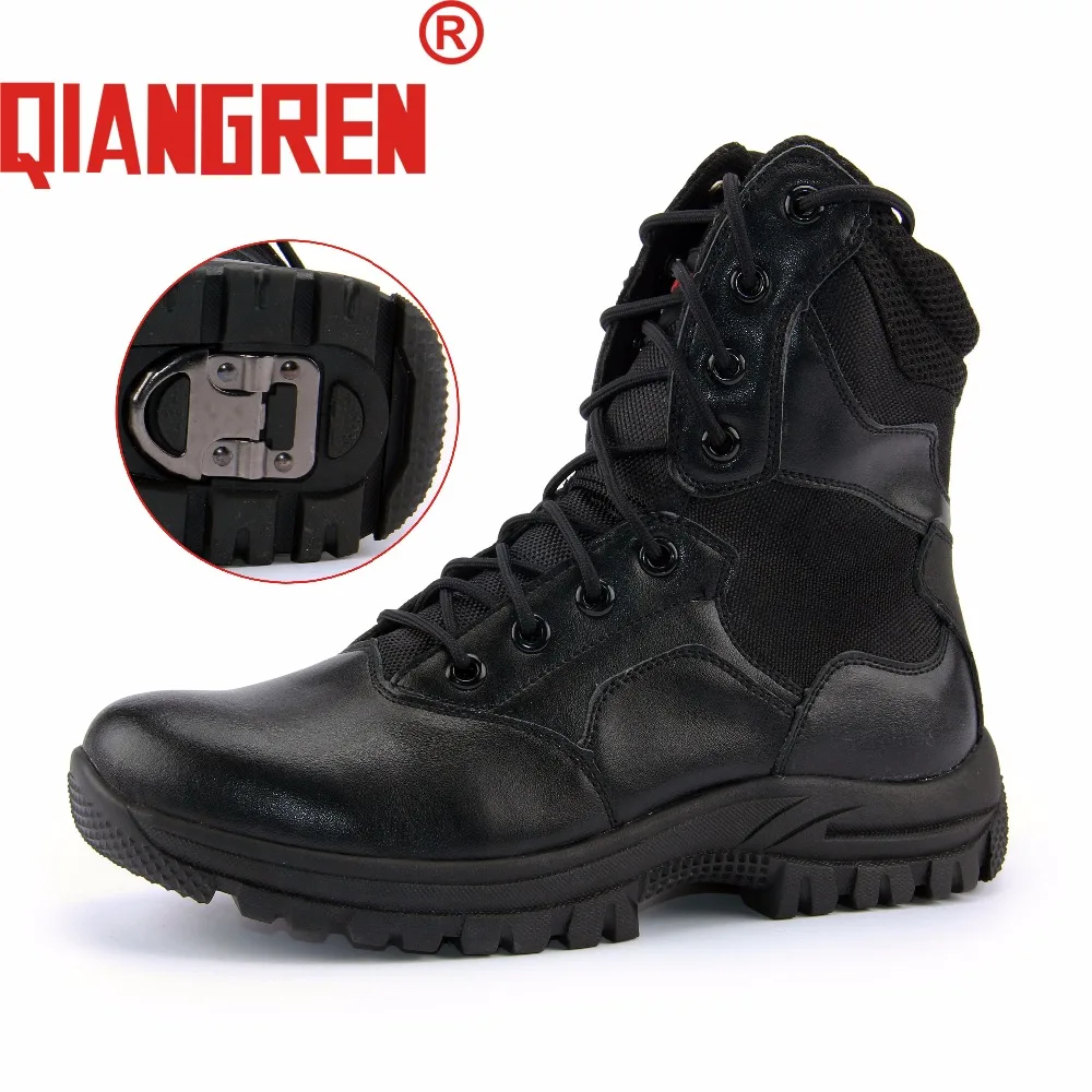 QIANGREN Military Brand Men's Spring Autumn Genuine Cow Leather Mush Rubber Tactical Boots Outdoors Anti-ski Army Botas Militar |