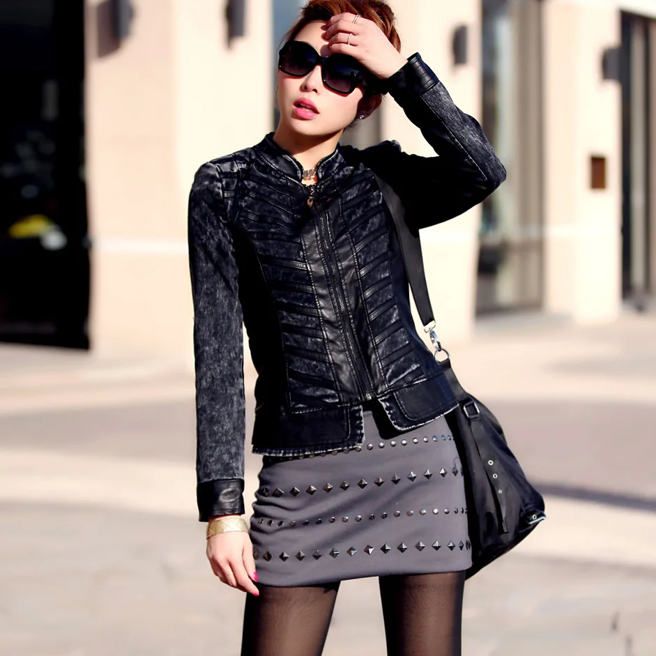 New Leather Jacket Women Denim Jacket Spring Autumn Winter