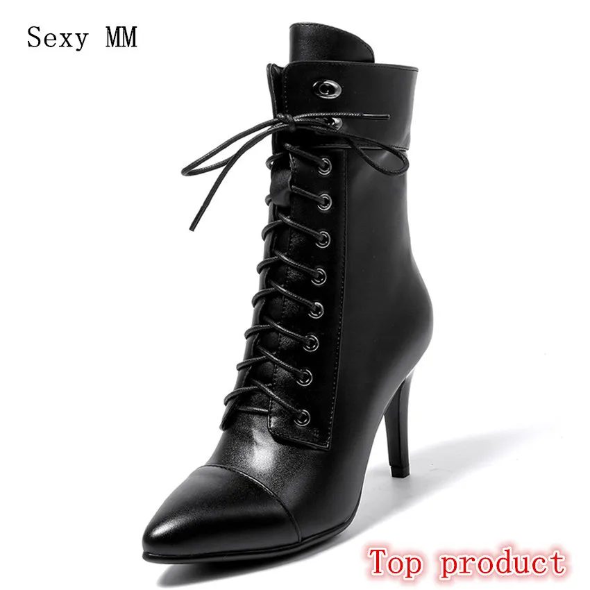 

Women Ankle Boots High Heel Woman Short Boots Shoes Spring Autumn Genuine Leather High Quality Plus Size 34 - 40