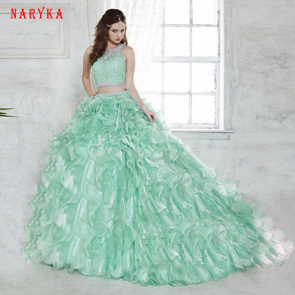 Naryka 2017 New Designer Luxury O Neck Quinceanera Dresses Delicate