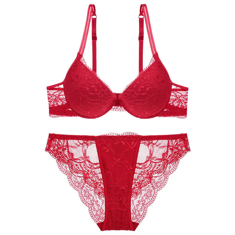 Women Sexy Lace Bra Set Fashion Push Up Underwire Cup Lingerie Front Closure Underwear Bras (2)
