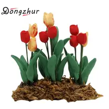 Dongzhur мини-модель тюльпанов цветочные горшки Miniaturas 1:12 куклы мебель для дома кукольный домик садовые Аксессуары игрушка украшение дома