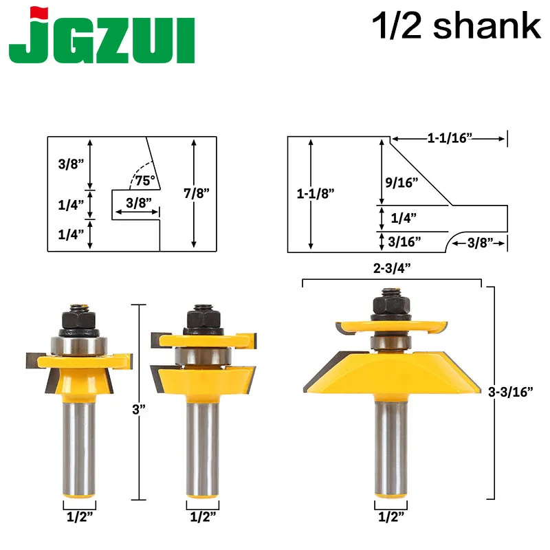 Buy Shaker 3 Bit Door Router Bit Set 1/2
