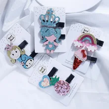 1 шт. Детские волосы заколка Утконос заколки карты зажим с рисунком набор лук аксессуары для волос G0418