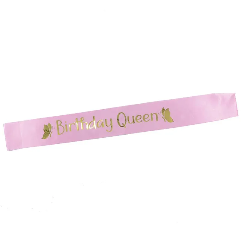 День рождения королева атласная лента пояс 20 21 30 40th 50th лента для дня рождения для женщин Девушка счастливый день рождения украшения поставки - Цвет: Pink