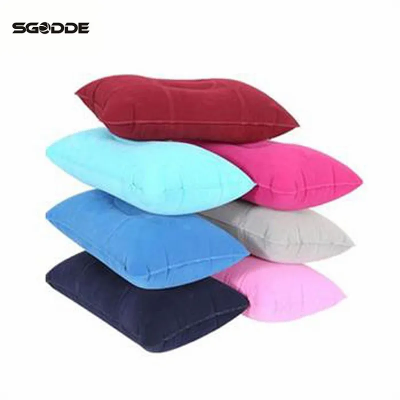 

SGODDE Air Inflatable Pillow Outdoor Portable Folding Double Sided Flocking Cushion for Camping Hiking Pillow Tent Accessories