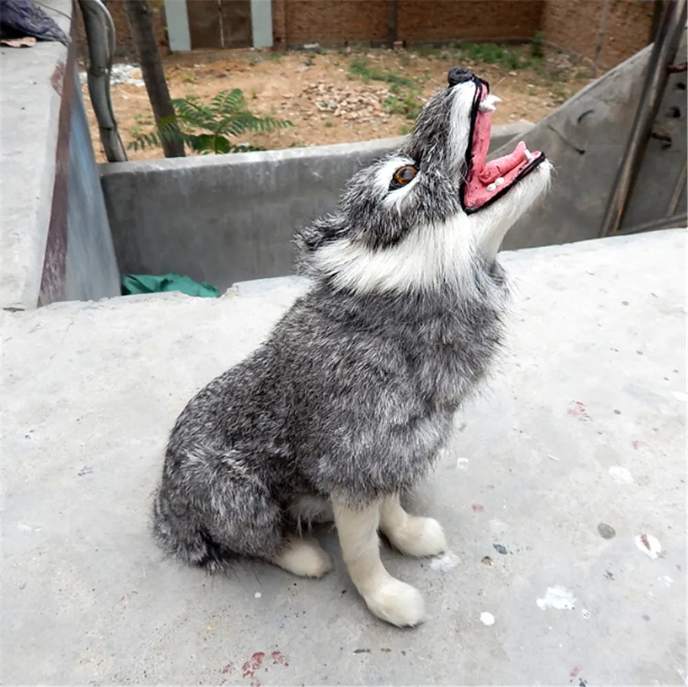 Fancytrader Simulated Animals Wolf Plush Toy Realistic Handmade Gray Wolf Doll Made of Plastic&Fur 3 Model Gifts Decorations4
