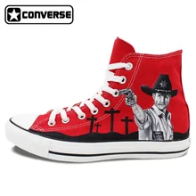Red Original Converse All Star Men Women Shoes Zombies Walking Dead Custom Design Sneakers Hand Painted Shoes Man Woman