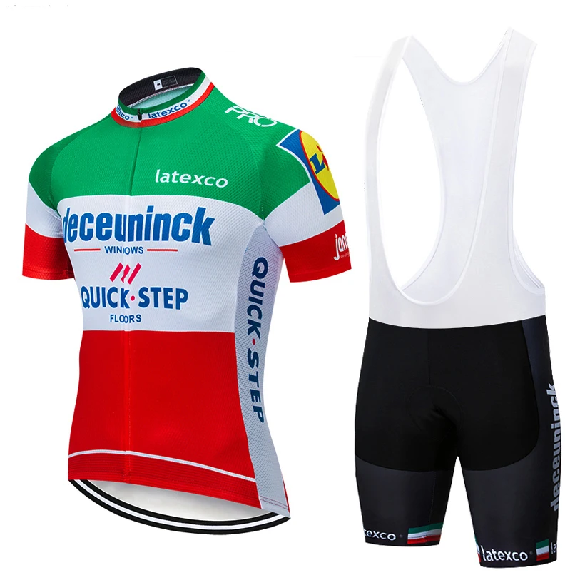 

2019 green DECEUNINC Cycling wear Bike jersey Quick STEP Bicycle clothing mens summer team Cycling Jerseys 20D bike shorts set