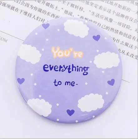 1Pc Fashion Cute Mini Cartoon Small Round Mirror Portable Makeup Glass Mirror Creative Round Portable Princess Makeup Mirror - Цвет: 2