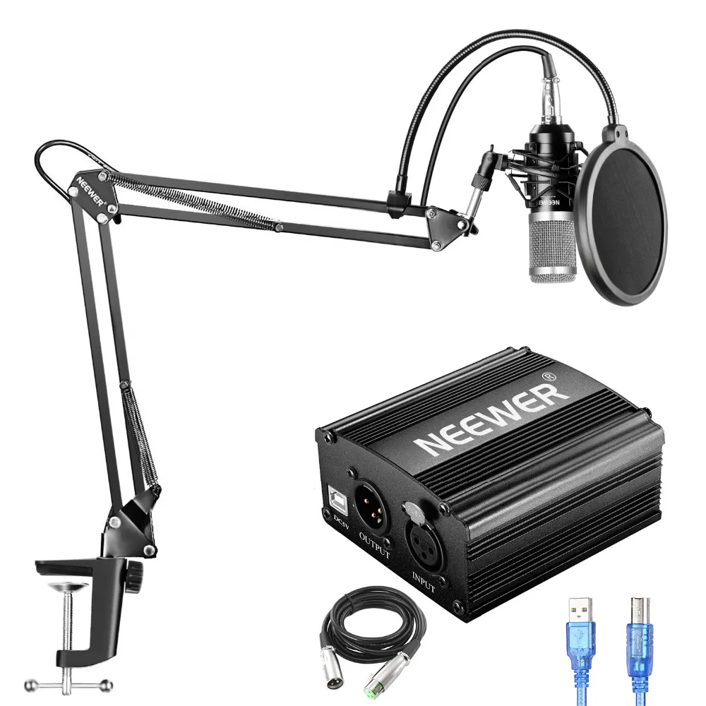 

Neewer NW-800 Condenser Microphone Kit with USB 48V Phantom Power Supply+NW-35 Suspension Arm Stand+Shock Mount+Pop Filter