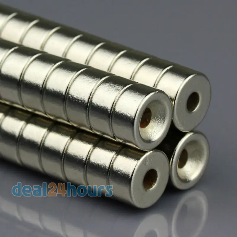 OMO Magnetics 100 шт. супер сильные Круглые неодимовые потайные кольцевые магниты 10 мм x 5