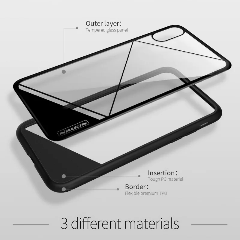 

For Apple iPhone X Tempered Case Nillkin pc and tpu high quality back cover for Iphone x case Iphonex cases clear phone shell