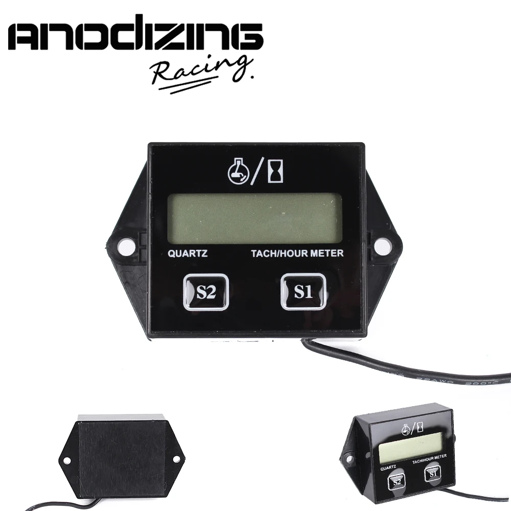 LCD Display Digital Tach Hour Meter Tachometer Gauge Replaceable
