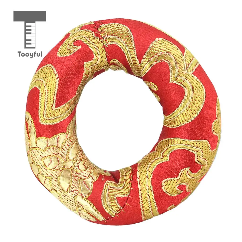 Tooyful Tibetan Handmade Silk Brocade Round Meditation Singing Bowl Cushion Ring Pillow Random Color
