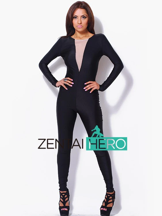 black skin tight jumpsuit