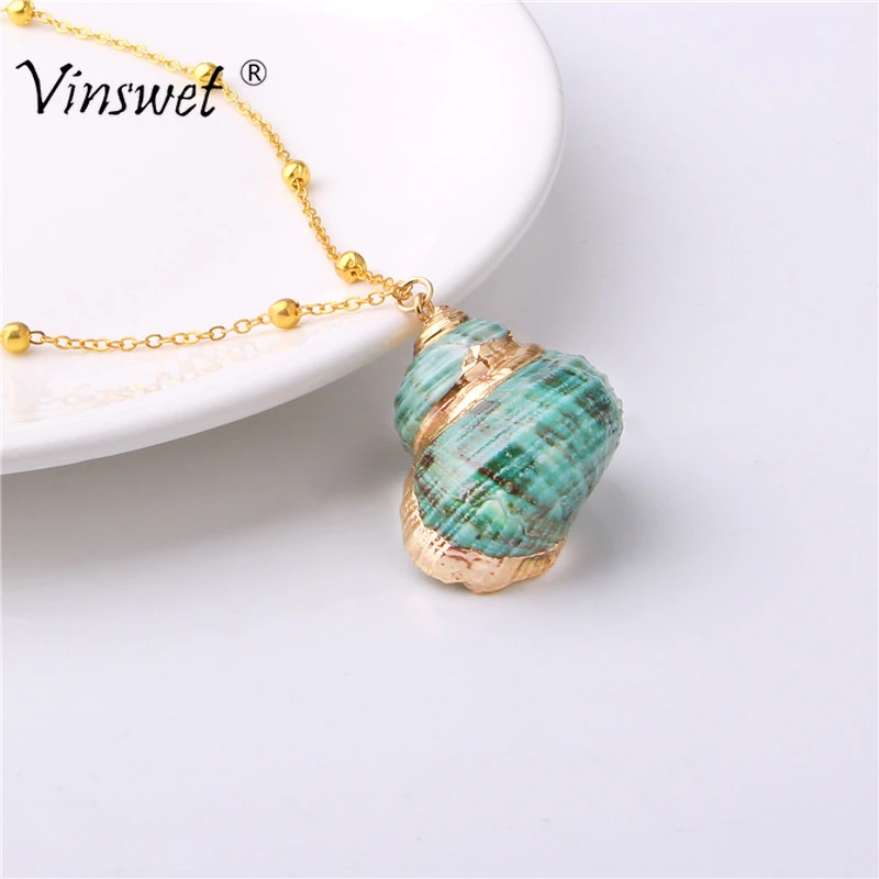Men Women Collar Sweater Chain Conch Shell Pendant Natural Necklace Beach Style Men Women Collar Sweater Chain Conch Shell Pendant Natural Necklace Beach Style