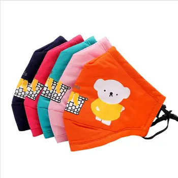 

3-10year Cartoon bear Kids Cotton Masks anti-dust PM2.5 mouth mask Activated carbon filter mask Windproof Mouth-muffle Face mask