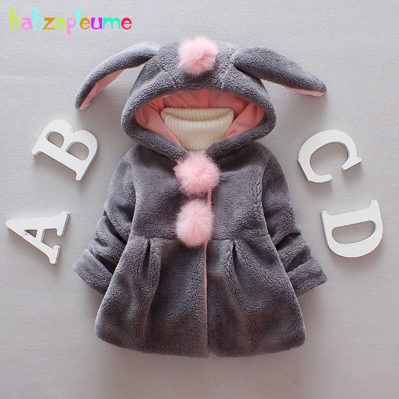 

Autumn Winter Kids Coats Pink Cute Hooded Warm Thicker Infant Outerwear Jackets For Baby Girls Clothes Children Clothing BC1639
