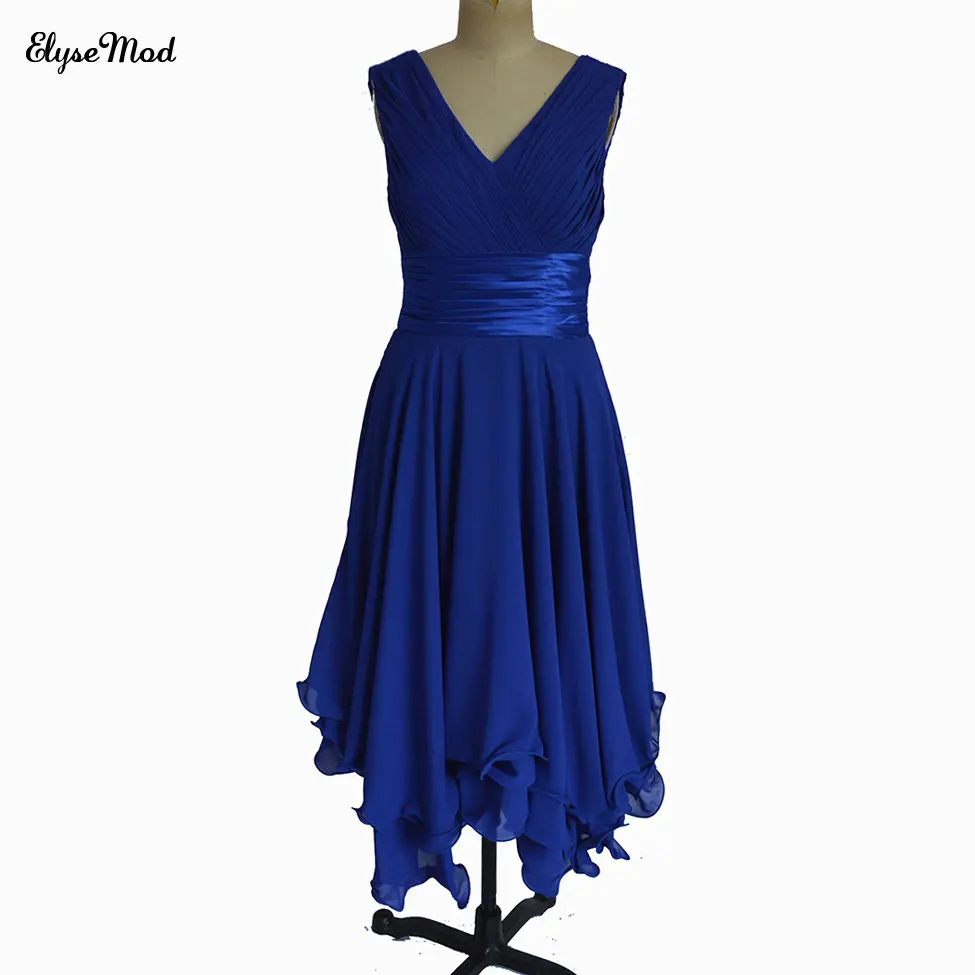 high low royal blue bridesmaid dresses