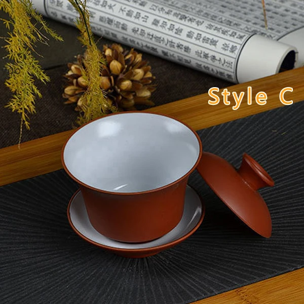 High Quality Teaset Elegant Gaiwan Chinese Tea Cup purple clay tureen 120ml lid bowl saucer tea brew tea cup