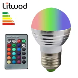 Litwod Z30 прекрасный 16 Цвета RGB Рождество Декор атмосферу свет в ночь E27 5 Вт 110 В-220 В светодиодные лампы + ИК-пульт дистанционного