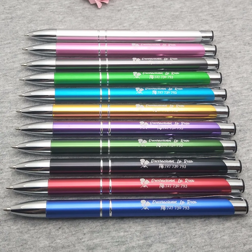 Impresso com Seu Texto e Logotipo Livre por Máquina de Marcação a Laser Promoção!! Lote 10 Cores Caneta Esferográfica Personalizado Logotipo Marca 100 Pçs - 5 China ballpoint pen Suppliers