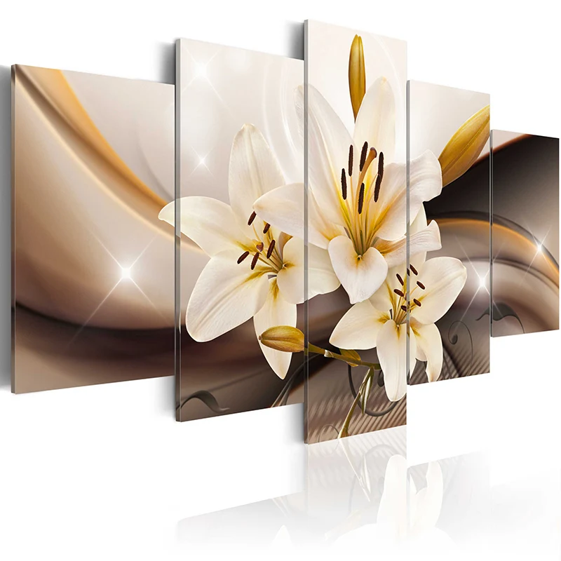 

Top Wall Deocr Canvas Painting 5 Pcs Flower series Modern Printed Oil Pictures Beauty In Home Living Room No Frame or framed