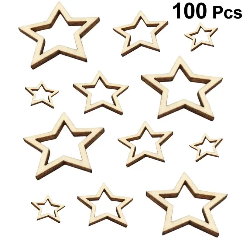 100 шт смешанные деревянные полые пентаграммы DIY ремесла пустое дерево части для DIY живопись искусство ремесла Свадебная вечеринка домашний декор A3