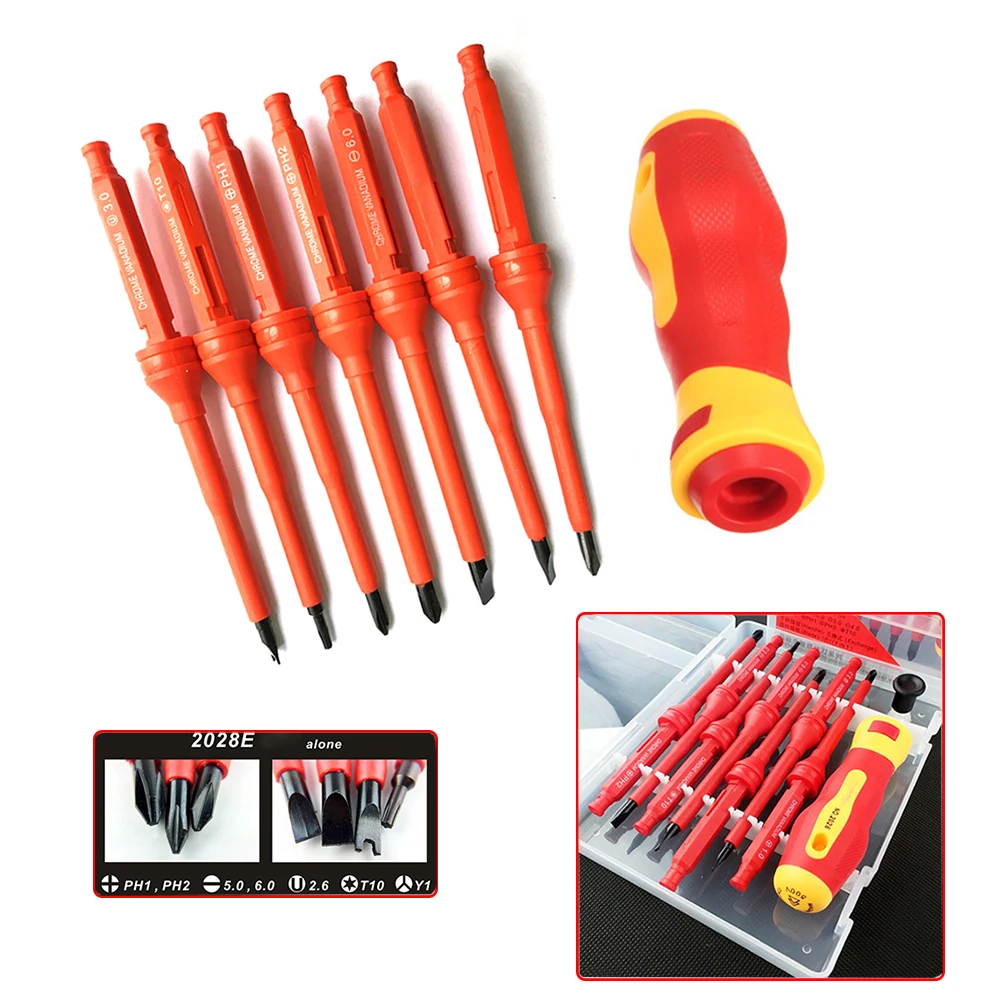 8Pcs / Set Insulated Electrical Screwdriver Set T10 PH1 PH2 Y1 U shape