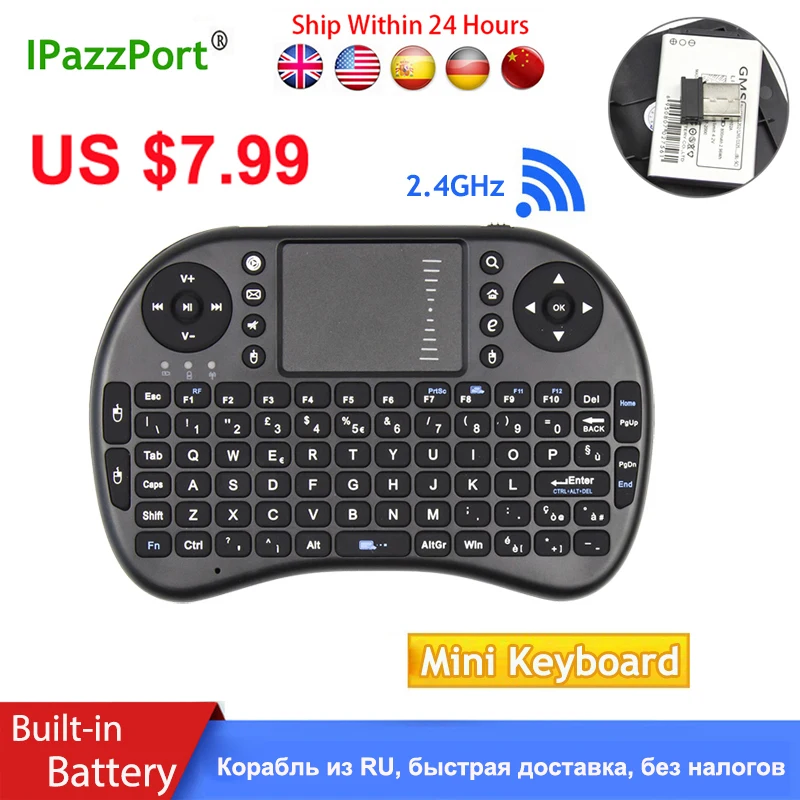 

Mini Wireless Keyboard i8 2.4Ghz English Russian Air Mouse with Touchpad Remote Control For Android TV Box T9 Smart TV Mini PC