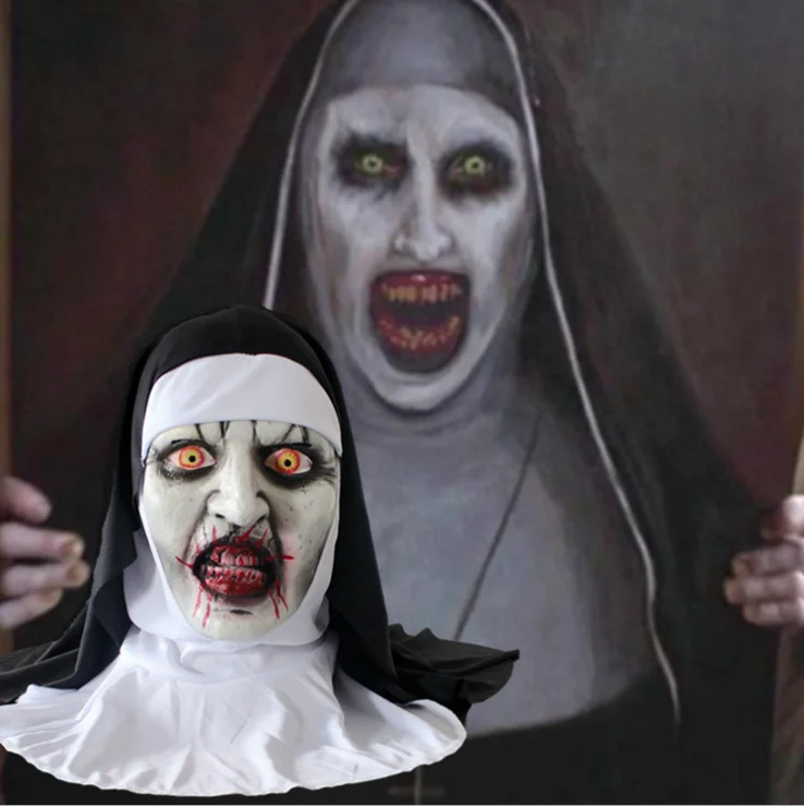 

Halloween The Conjuring 2 nun Scary Latex Mask Cosplay Horrible Headgears Scared Sister Mask for Adults Performance