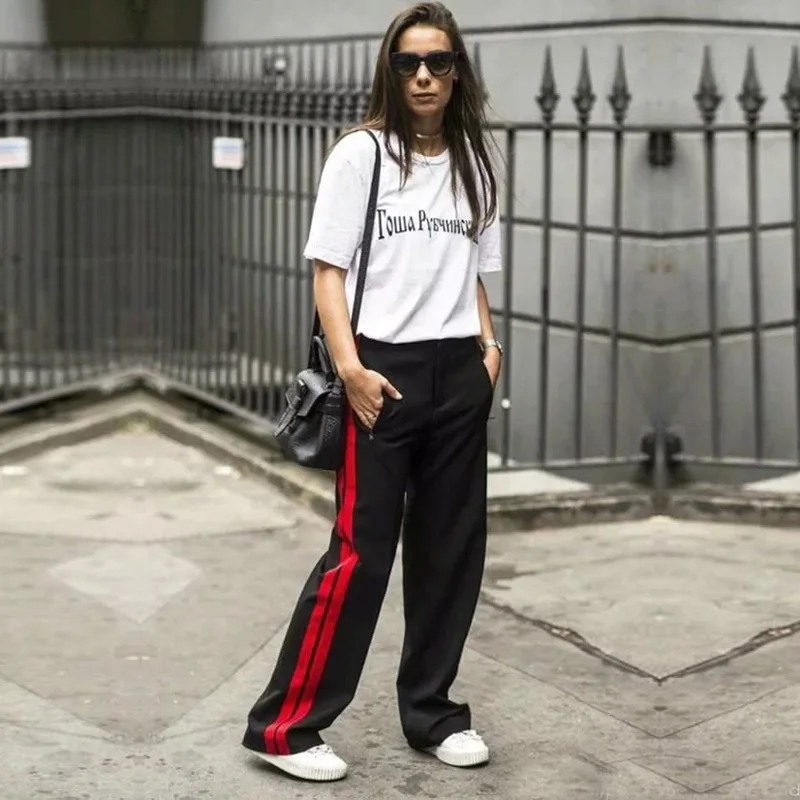red striped pants outfit
