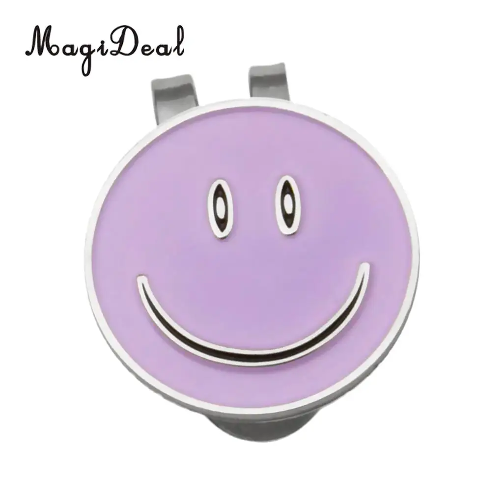 Professional Sturdy Smile Face Magnetic Cap Hat Visor Clip Golf Ball Marker Gift Purple Golf Accessories
