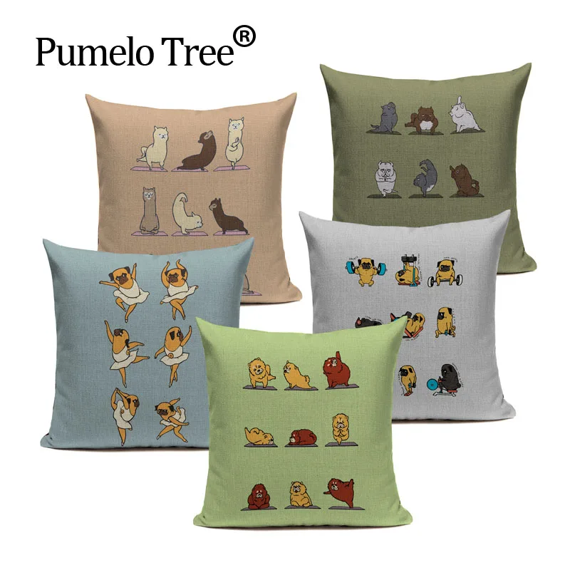 Чехол для подушки в виде мопса собаки йоги латинских танцев|cushion cover|throw pillow coversdog