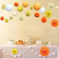 22ชิ้นวันเกิดกระดาษตกแต่งสีเหลืองลูกรังผึ้ง/โคมไฟกระดาษ/เนื้อเยื่อกระดาษพู่งานแต่งงานงานเลี้ยงวันเกิดตกแต่ง