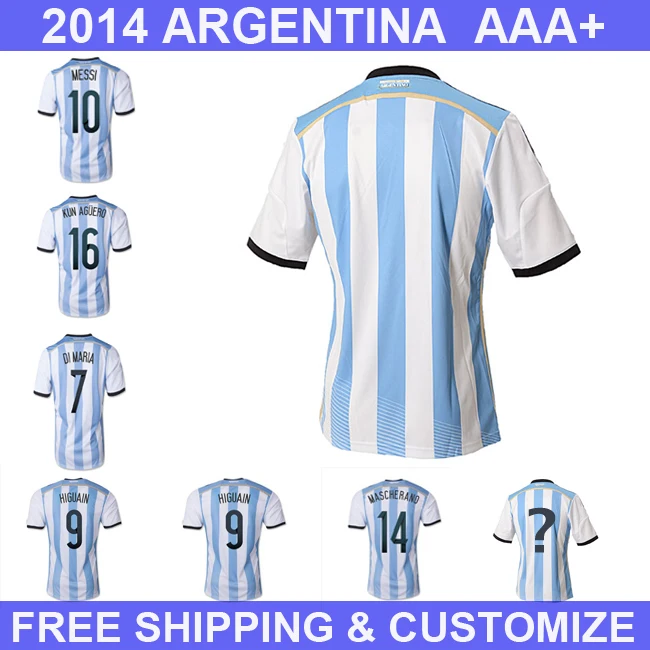 Argentina Home Soccer Jerseys 2014 World Cup Sports Short Brand Shirts ...