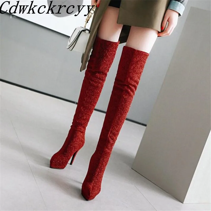 

winter New pattern fashion Round head gules sexy Over knee Elastic force Thin leg Boots Fine heel Add wool Keep warm Women Boots