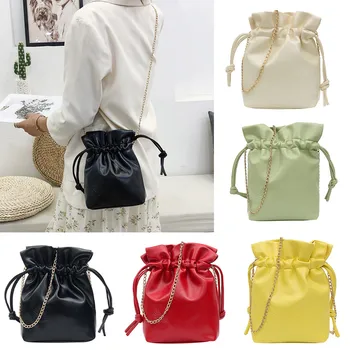 

2019 New Fashion Solid Color Hand Bag Women's Simple All-purpose Small Bucket Bag torebka Single Shoulder Messenger Bags Sac #C6