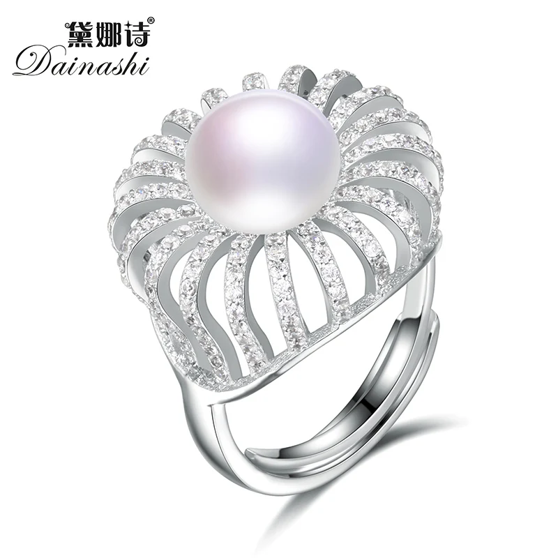 

Dainashi Elegent 100% Genuine Natural Pearl Women Ring For Wedding,set with 11-11.5mm pearl and 200 zircons,Crown shape in 2017