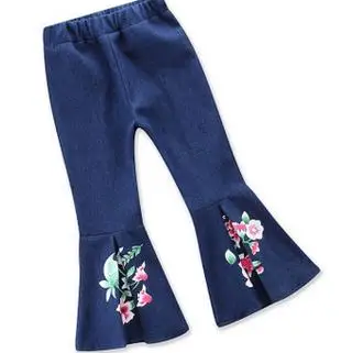 

Kids Jeans Baby Girl Bell-Bottoms Pants Denim Wide Leg Jeans Long Pants Trousers Flower Print Girls Summer Spring Jeans Outfits