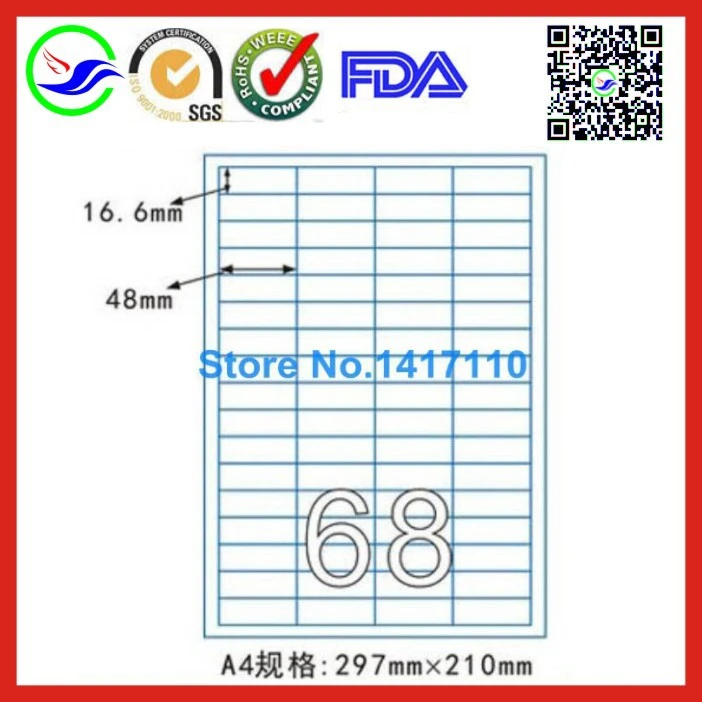 100 Sheets White A4 Sticky Printer Address Label: 68 Labels ...