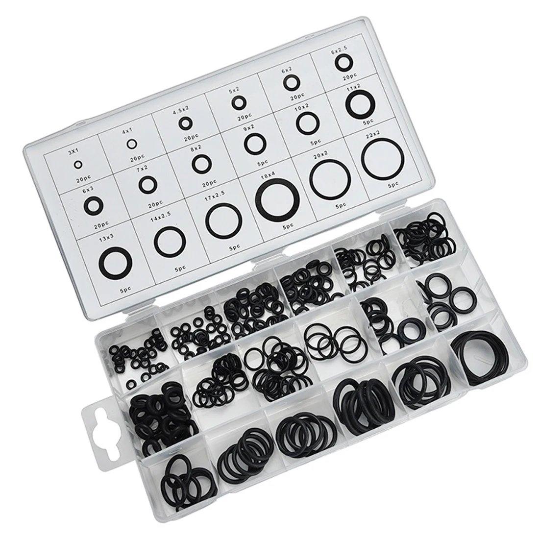 

Rubber O Ring 225pcs/270 Pcs O-Ring Washer Seals Watertightness Assortment 18 Different Size With Plactic Box Kit Set