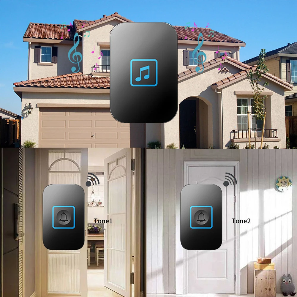 Home Intelligent Wireless Doorbell Waterproof 2 Button 3 Receiver 300M Remote US EU UK AU Plug Smart Cordless Calling Bell Chime Home Intelligent Wireless Doorbell Waterproof 2 Button 3 Receiver 300M Remote US EU UK AU Plug Smart Cordless Calling Bell Chime